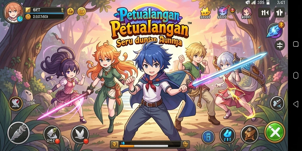 Gameplay seru dengan karakter anime yang menghibur.