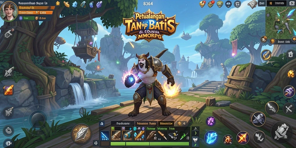 Tangkapan layar gameplay <strong>8364</strong> menunjukkan pertempuran epik di dunia fantasi.