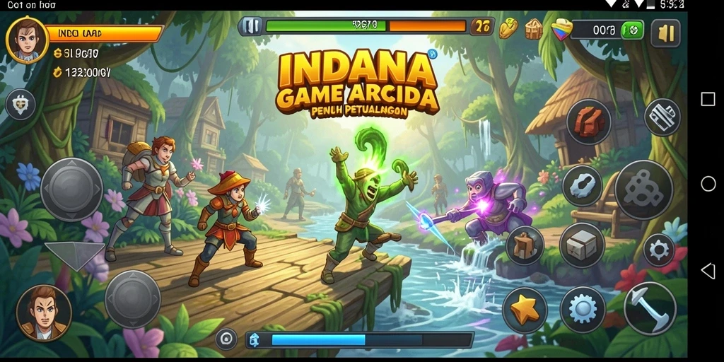 Tampilkan gameplay seru dari game Arcade INDAAA dengan karakter menarik.