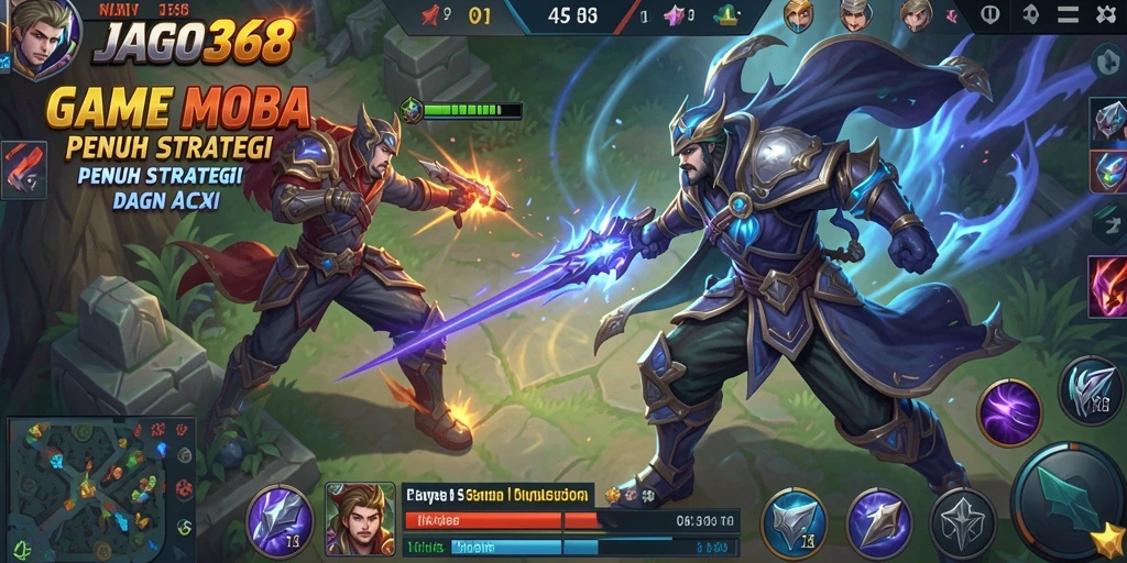 Tampilan gameplay JAGO368 yang dinamis dan penuh aksi MOBA.