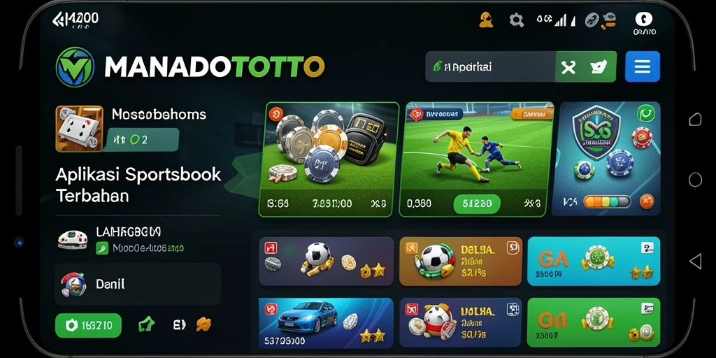 Tampilan layar utama MANADOTOTO dengan pilihan taruhan olahraga.