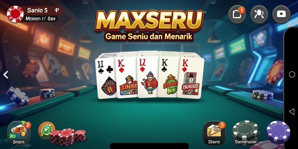 Screenshot gameplay MAXSERU yang menampilkan aksi seru dalam permainan Domino.