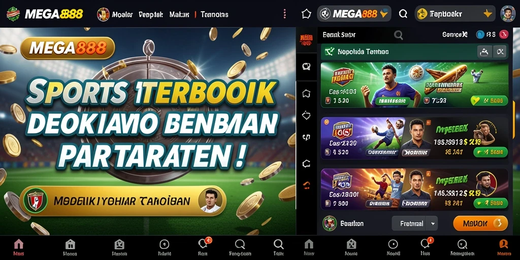 Tampilan screenshot MEGA888 dengan antarmuka Sportsbook yang menarik.