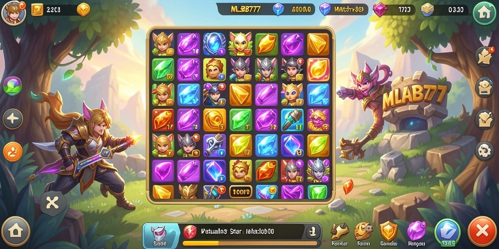 Tampilan gameplay seru dan penuh warna dalam permainan Match-3.