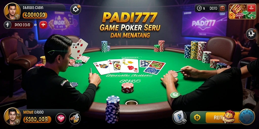 Screenshot PADI777 menampilkan gameplay Poker yang mendebarkan.