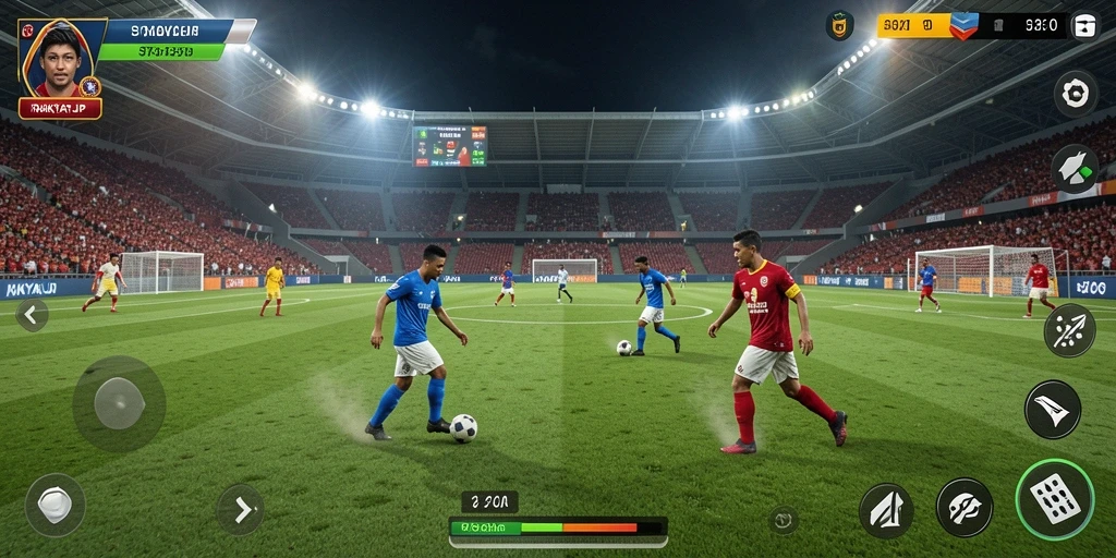 Tampilan menarik gameplay dari RAKYATJP yang penuh strategi sepak bola.