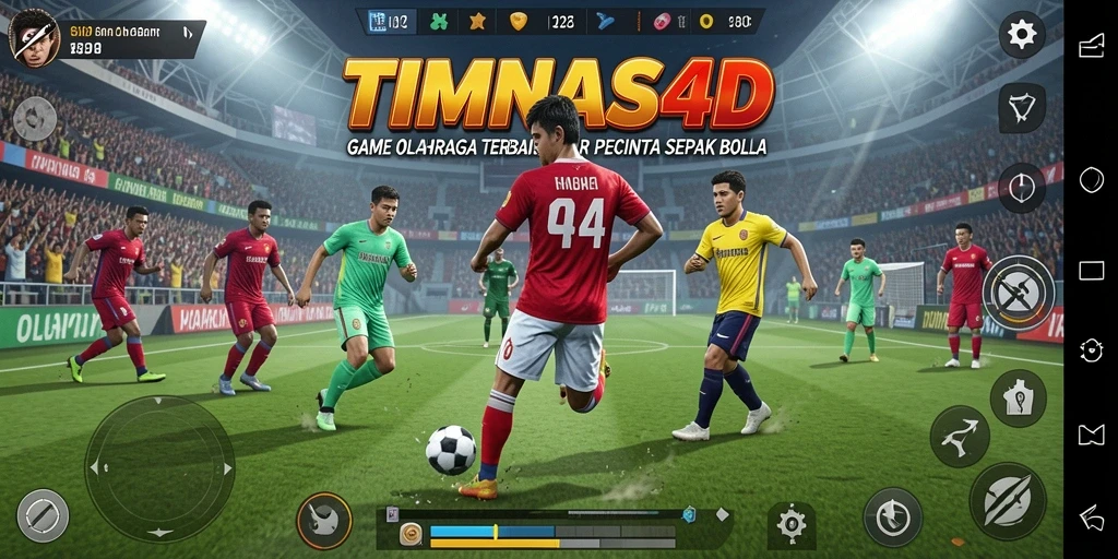 Screenshot gameplay TIMNAS4D menampilkan aksi seru di lapangan.