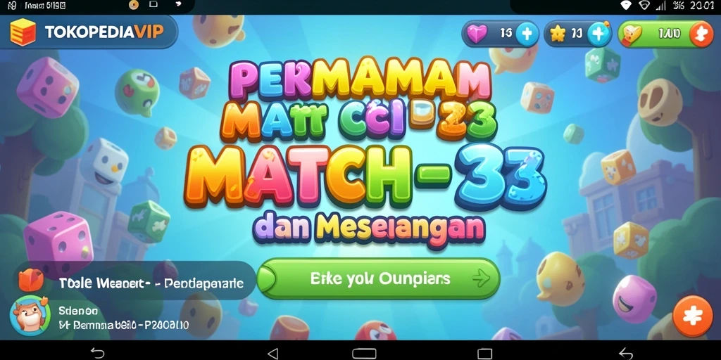 Tampilan gameplay Match-3 yang penuh warna dan menantang.